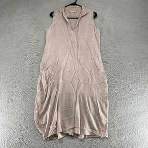 Stella Martini Polo Dress Womens Large Lagenlook Linen Collared European Midi
